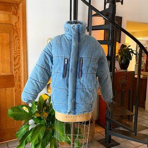 Zadig & Voltaire runway Keim Down Denim Eco Puffer Jacket NWOT